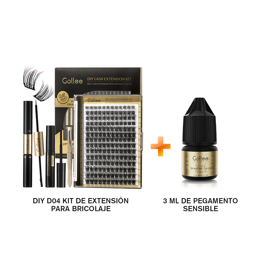 Kit De Extensión De Pestañas DIY+Pegamento para pestañas postizas para uso personal en casa