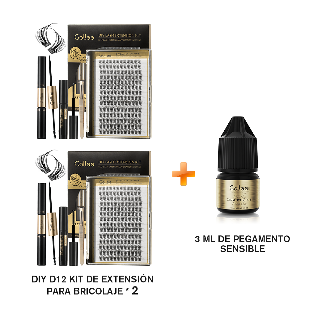 Kit De Extensión De Pestañas DIY+Pegamento para pestañas postizas para uso personal en casa