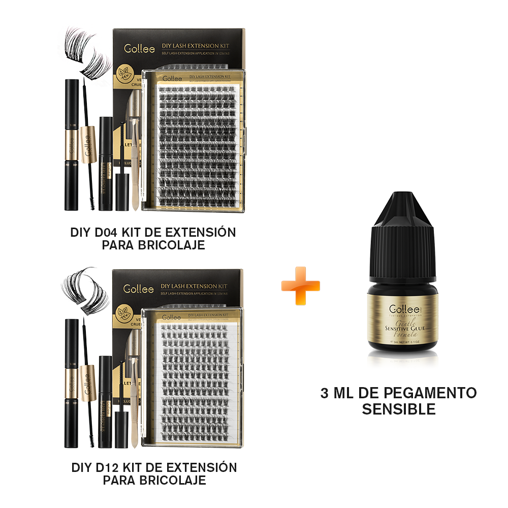 Kit De Extensión De Pestañas DIY+Pegamento para pestañas postizas para uso personal en casa