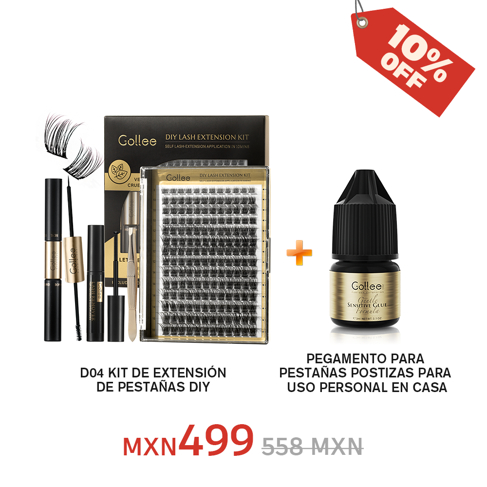 Kit De Extensión De Pestañas DIY+Pegamento para pestañas postizas para uso personal en casa