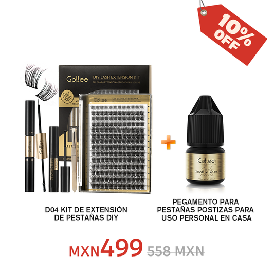 Kit De Extensión De Pestañas DIY+Pegamento para pestañas postizas para uso personal en casa
