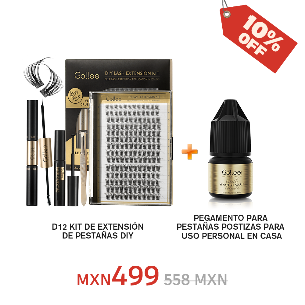 Kit De Extensión De Pestañas DIY+Pegamento para pestañas postizas para uso personal en casa