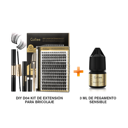 Kit De Extensión De Pestañas DIY+Pegamento para pestañas postizas para uso personal en casa