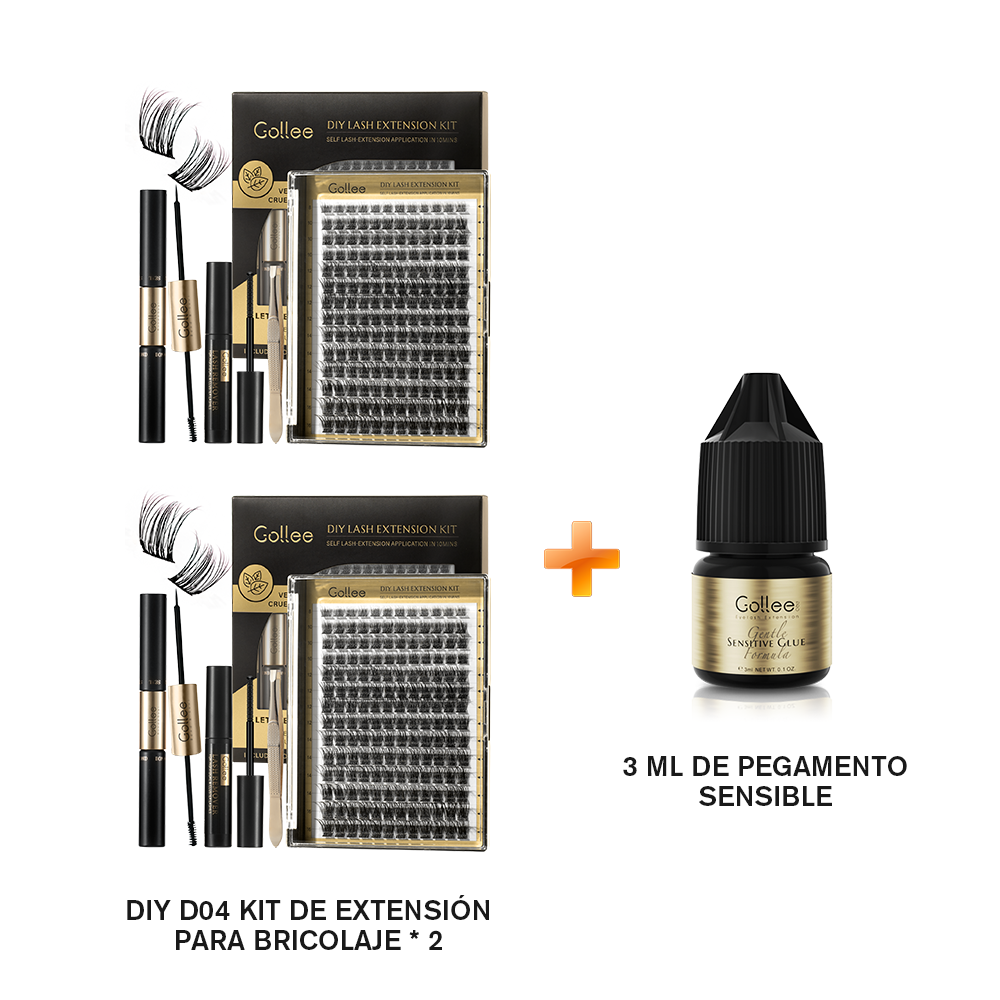 Kit De Extensión De Pestañas DIY+Pegamento para pestañas postizas para uso personal en casa